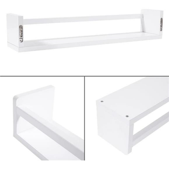 24 Inch White Floating Shelves Set of 3, Wall-Mounted Solid Wood Wall Shelf - Picture 5 of 6